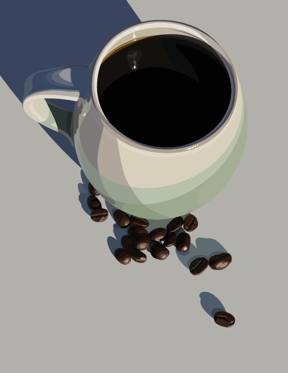 Coffee, cup and beans